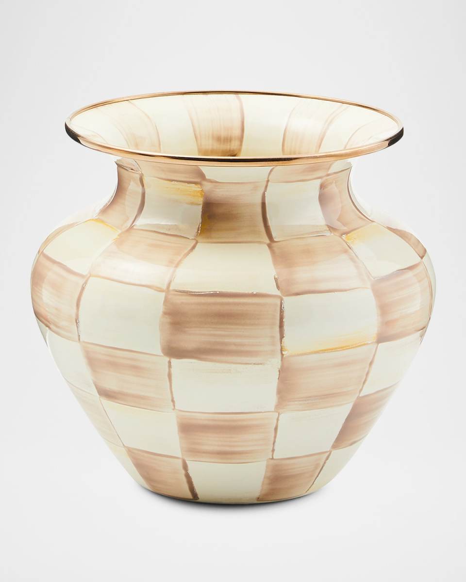 Mocha Check Large Vase - 7.5"